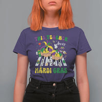 Funny This Teacher Loves Mardi Gras T Shirt For Women King Cake Jester Hat