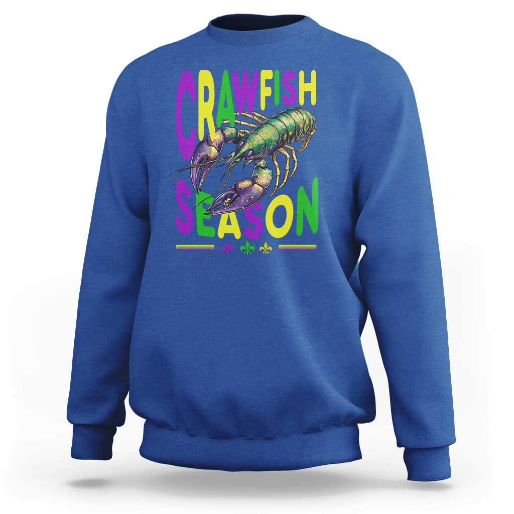 Funny Cajun Crawfish Boil Mardi Gras Sweatshirt Crawfish Season Fleur De Lis