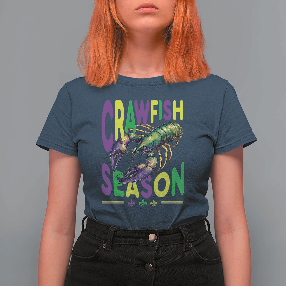 Funny Cajun Crawfish Boil Mardi Gras T Shirt For Women Crawfish Season Fleur De Lis