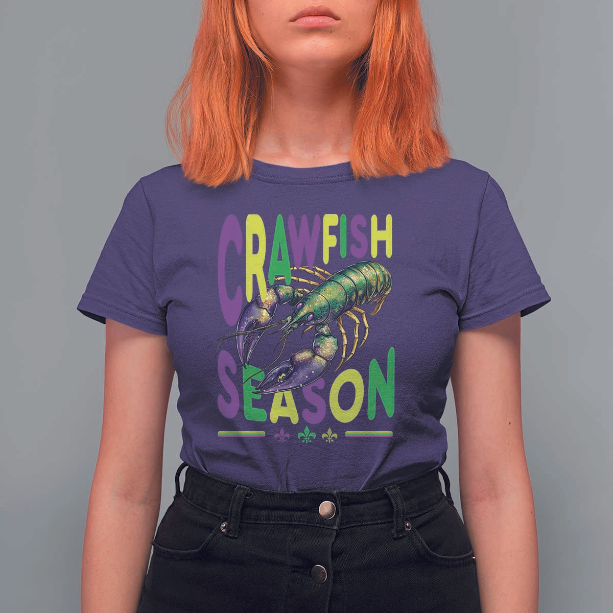Funny Cajun Crawfish Boil Mardi Gras T Shirt For Women Crawfish Season Fleur De Lis