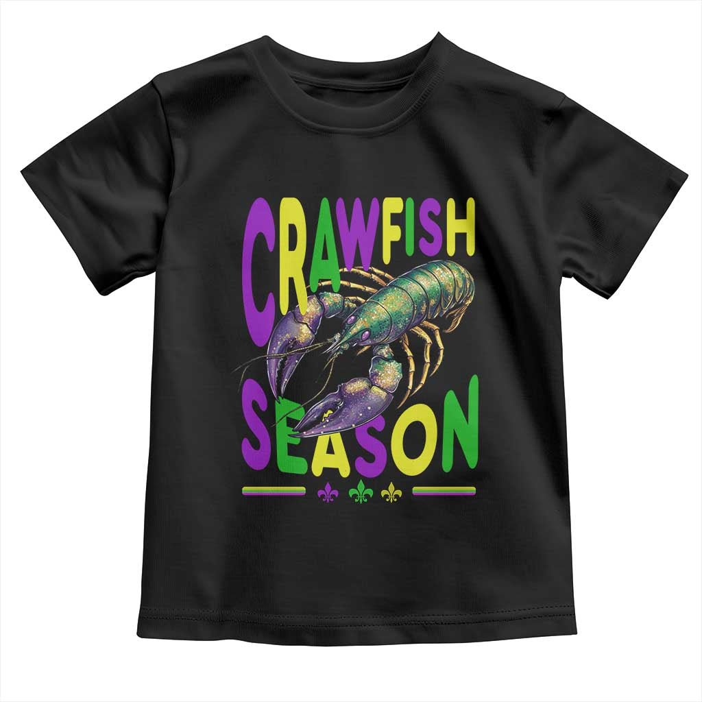Funny Cajun Crawfish Boil Mardi Gras Toddler T Shirt Crawfish Season Fleur De Lis