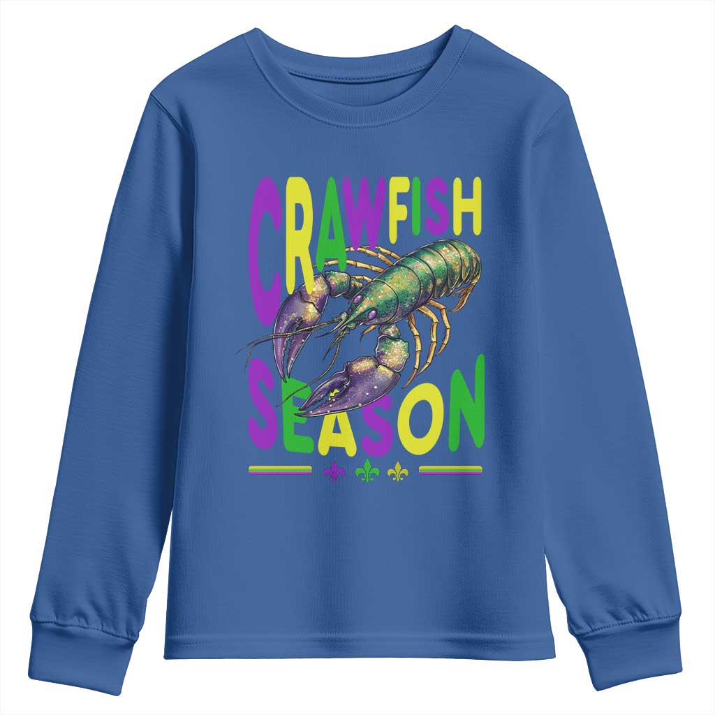Funny Cajun Crawfish Boil Mardi Gras Youth Sweatshirt Crawfish Season Fleur De Lis