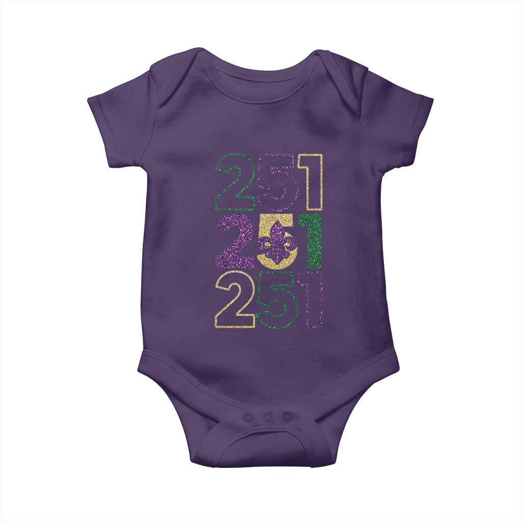 Funny Mobile Mardi Gras 251 Baby Onesie Glitter Print Area Code