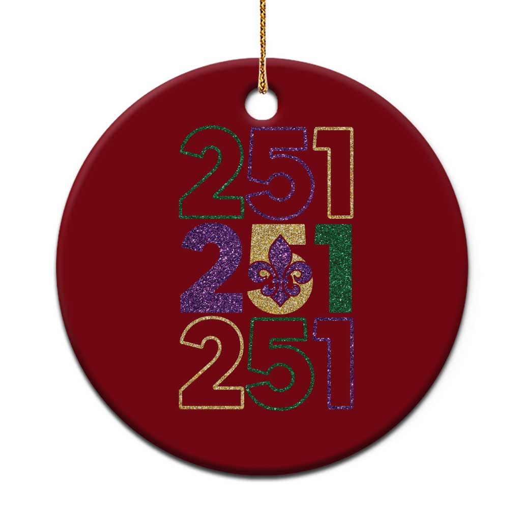 Funny Mobile Mardi Gras 251 Ceramic Ornament Glitter Print Area Code