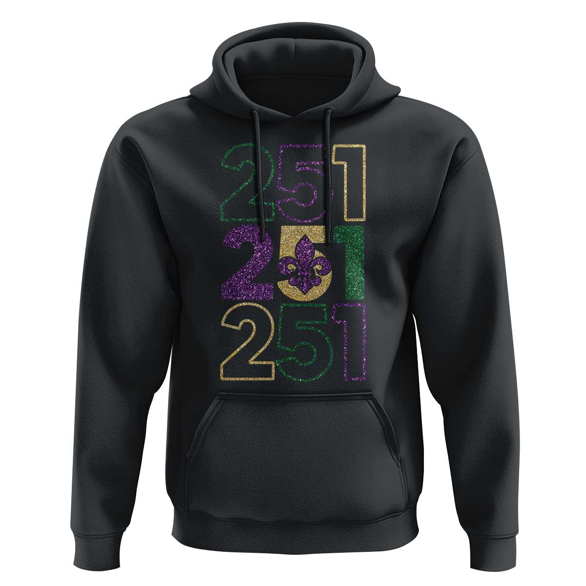 Funny Mobile Mardi Gras 251 Hoodie Glitter Print Area Code