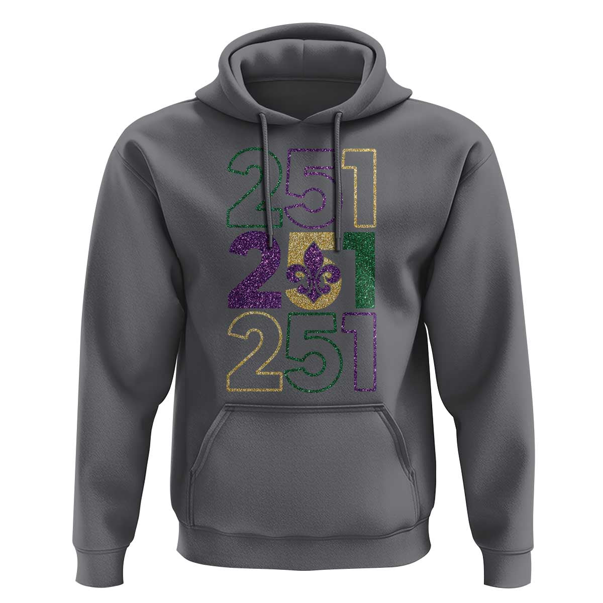 Funny Mobile Mardi Gras 251 Hoodie Glitter Print Area Code