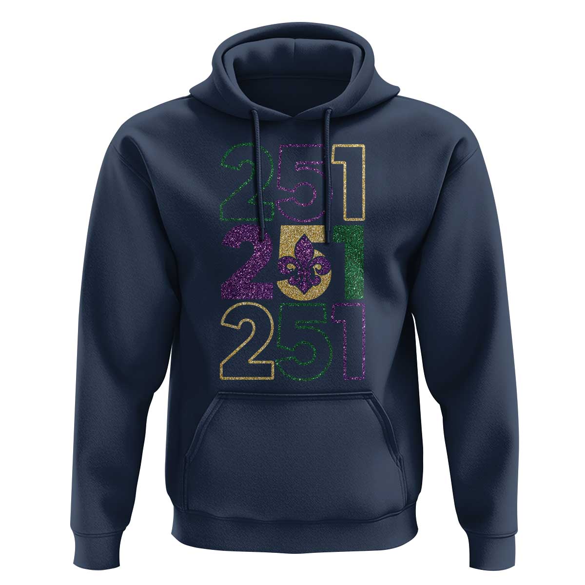 Funny Mobile Mardi Gras 251 Hoodie Glitter Print Area Code