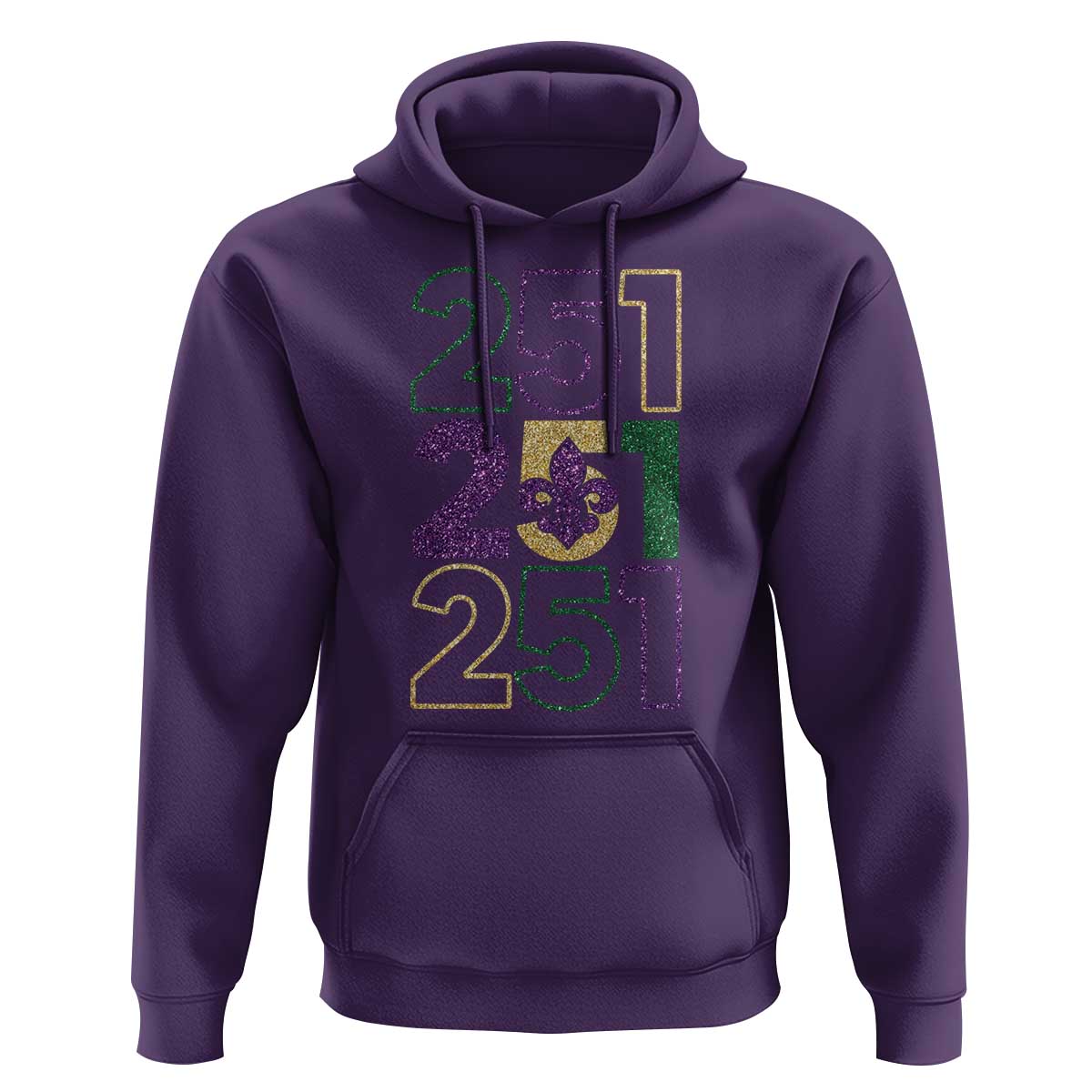 Funny Mobile Mardi Gras 251 Hoodie Glitter Print Area Code