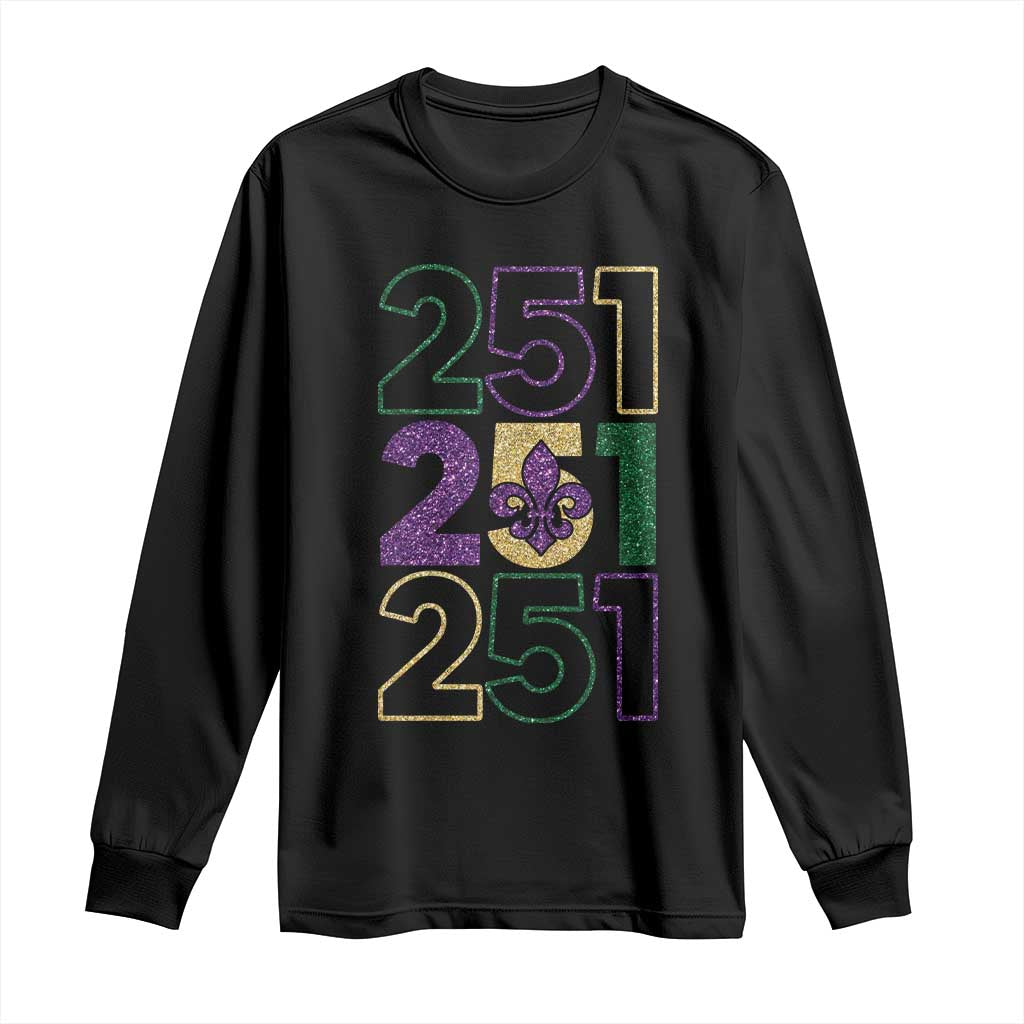 Funny Mobile Mardi Gras 251 Long Sleeve Shirt Glitter Print Area Code