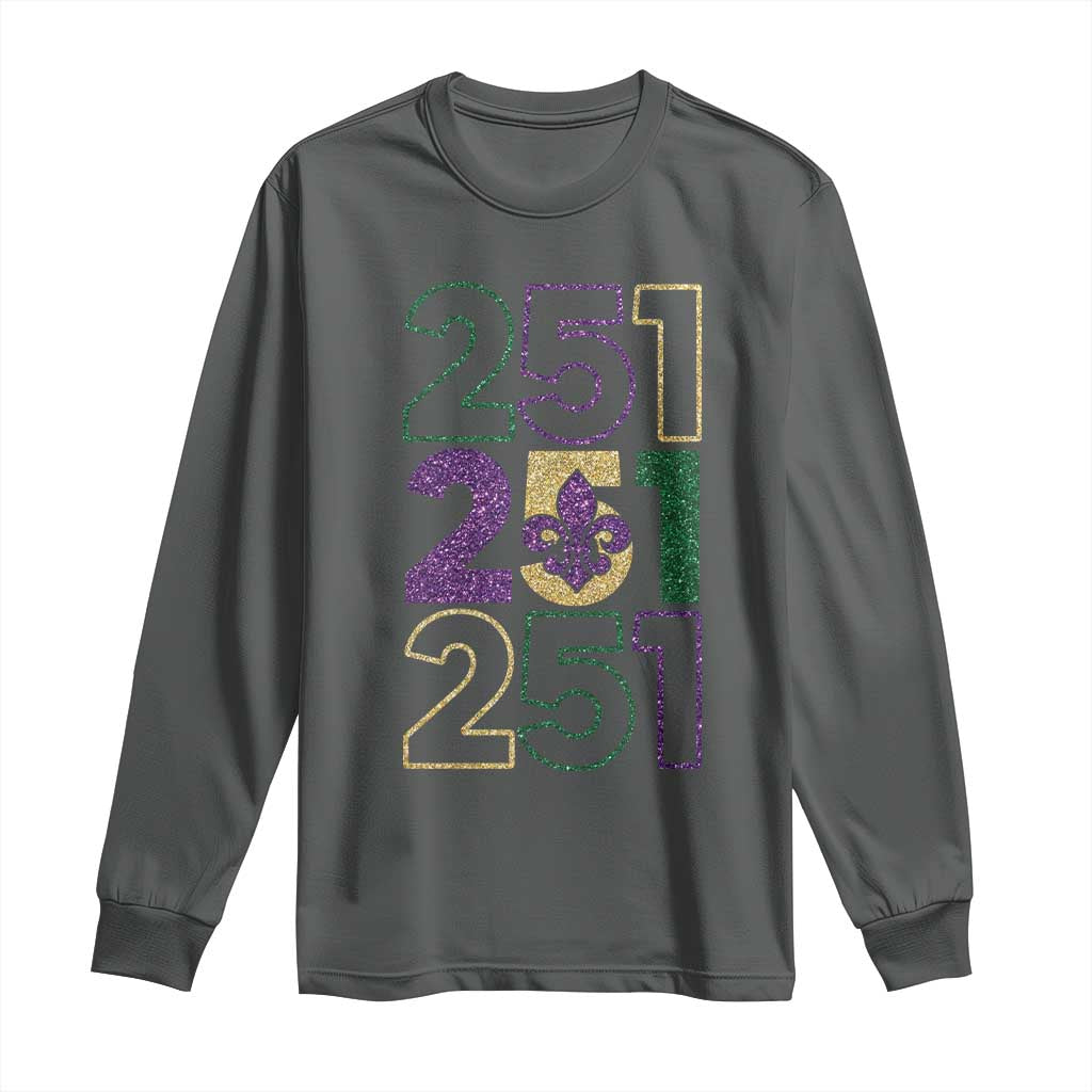 Funny Mobile Mardi Gras 251 Long Sleeve Shirt Glitter Print Area Code