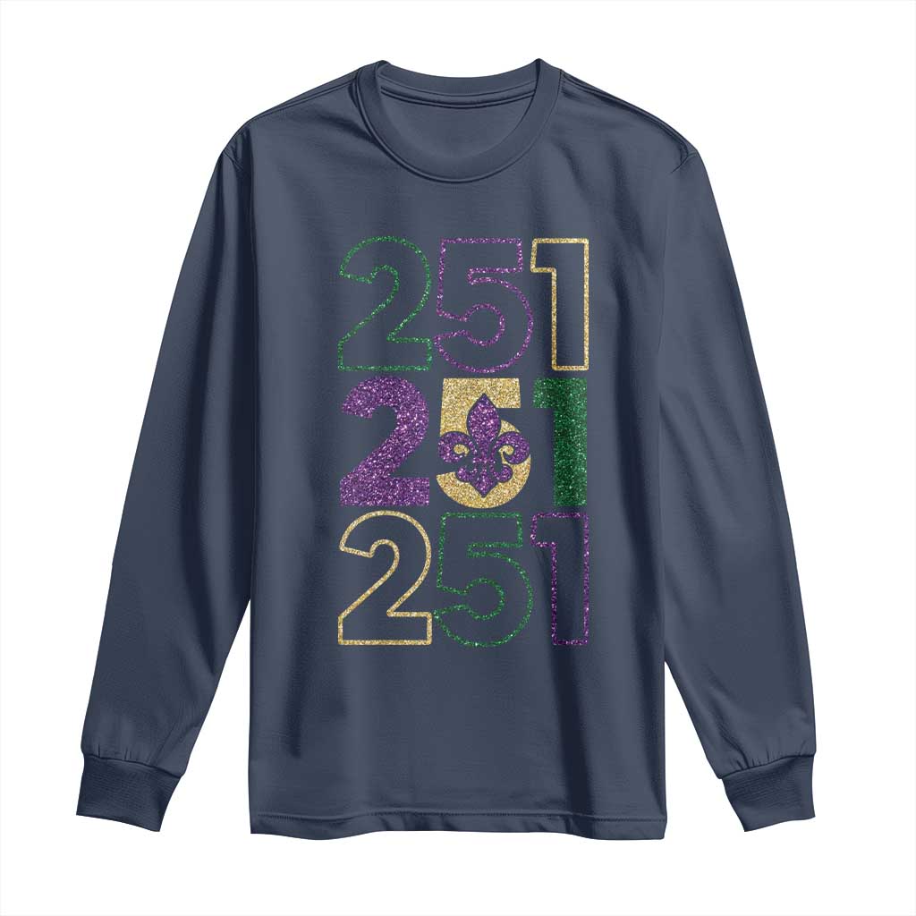 Funny Mobile Mardi Gras 251 Long Sleeve Shirt Glitter Print Area Code