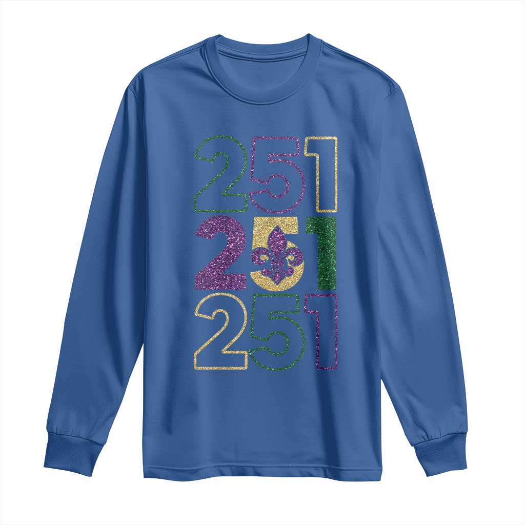 Funny Mobile Mardi Gras 251 Long Sleeve Shirt Glitter Print Area Code