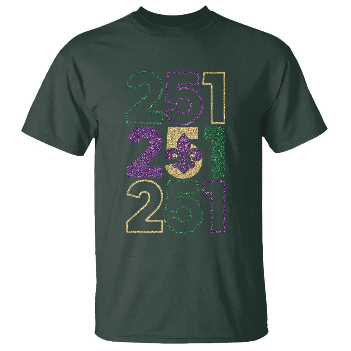Funny Mobile Mardi Gras 251 T Shirt Glitter Print Area Code