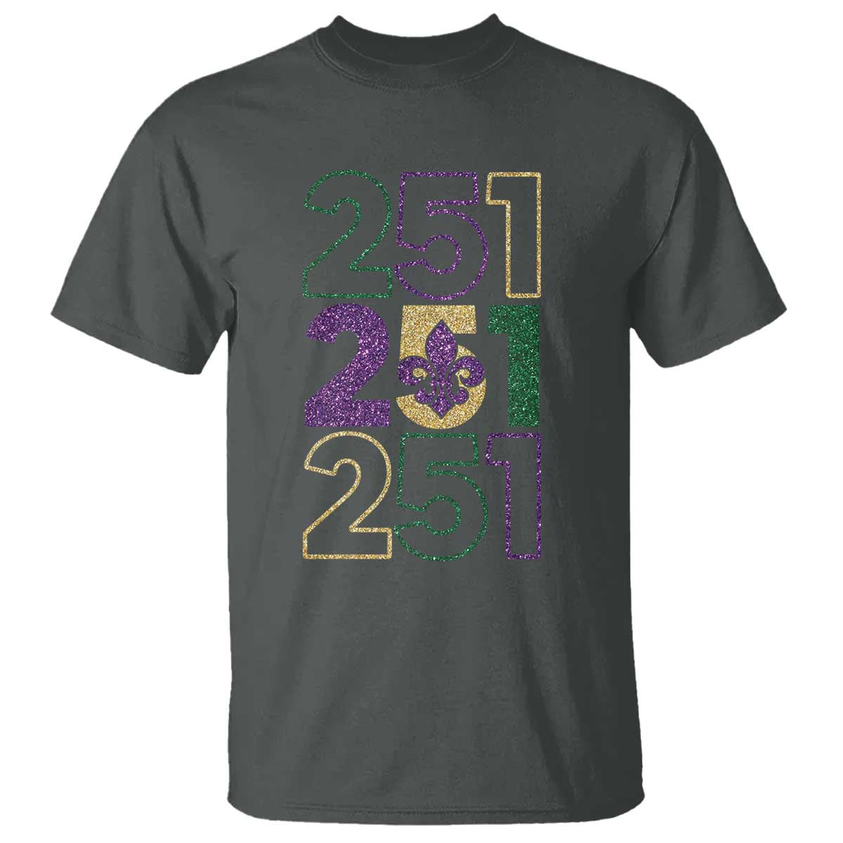 Funny Mobile Mardi Gras 251 T Shirt Glitter Print Area Code