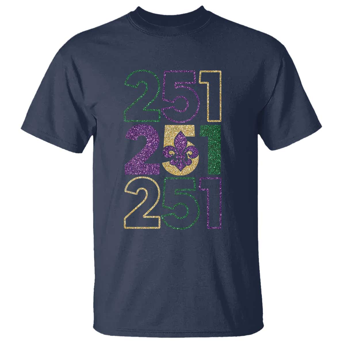 Funny Mobile Mardi Gras 251 T Shirt Glitter Print Area Code