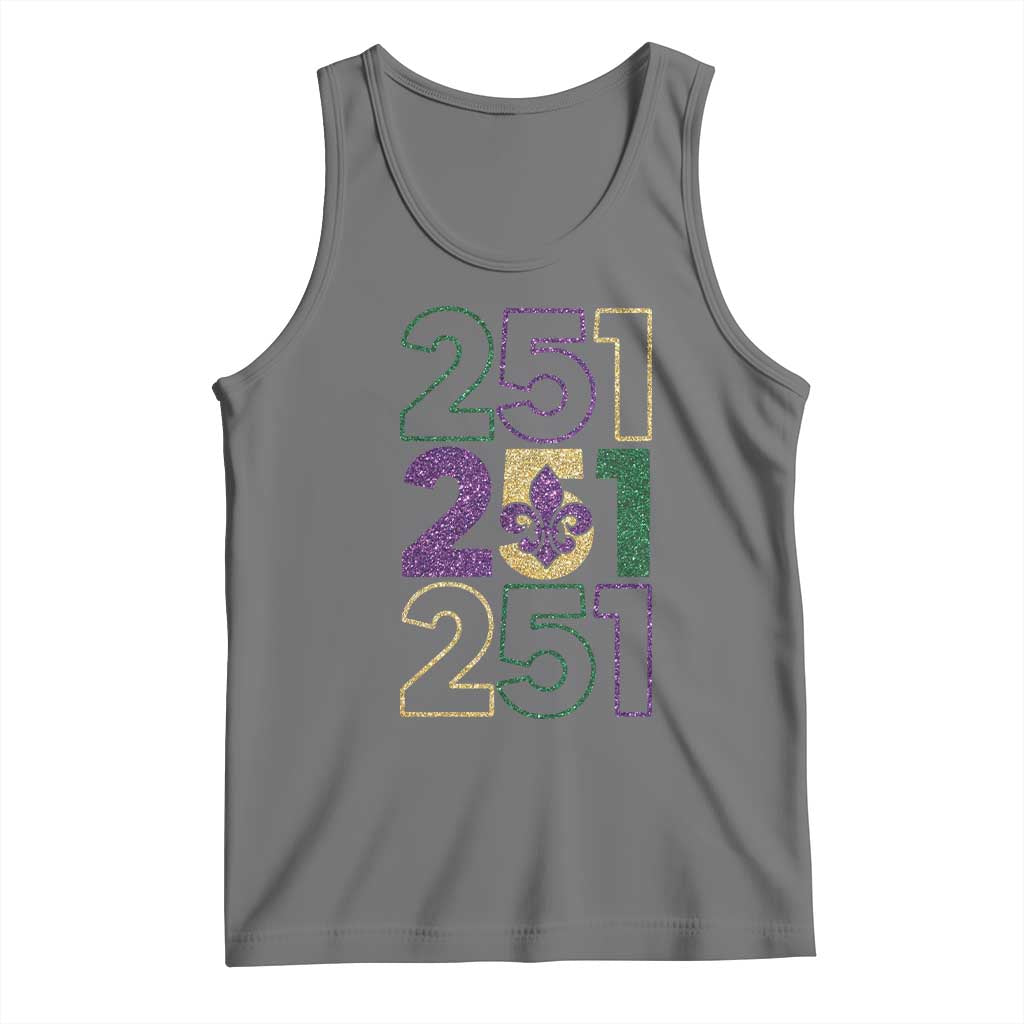Funny Mobile Mardi Gras 251 Tank Top Glitter Print Area Code