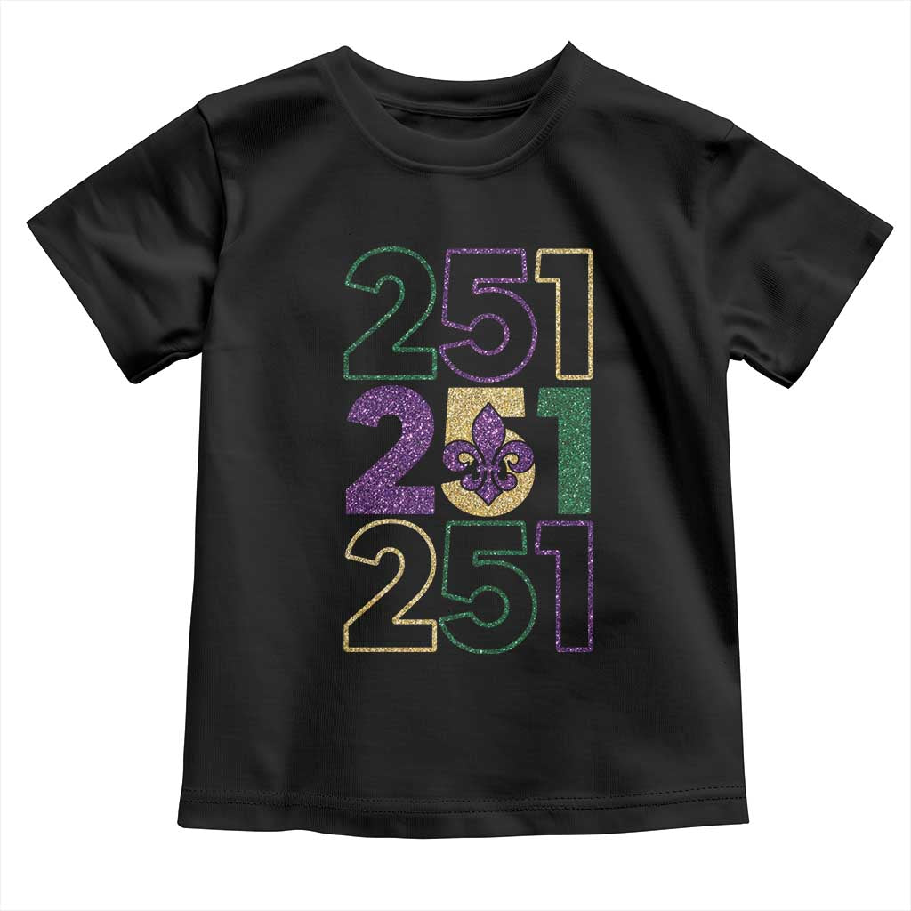 Funny Mobile Mardi Gras 251 Toddler T Shirt Glitter Print Area Code