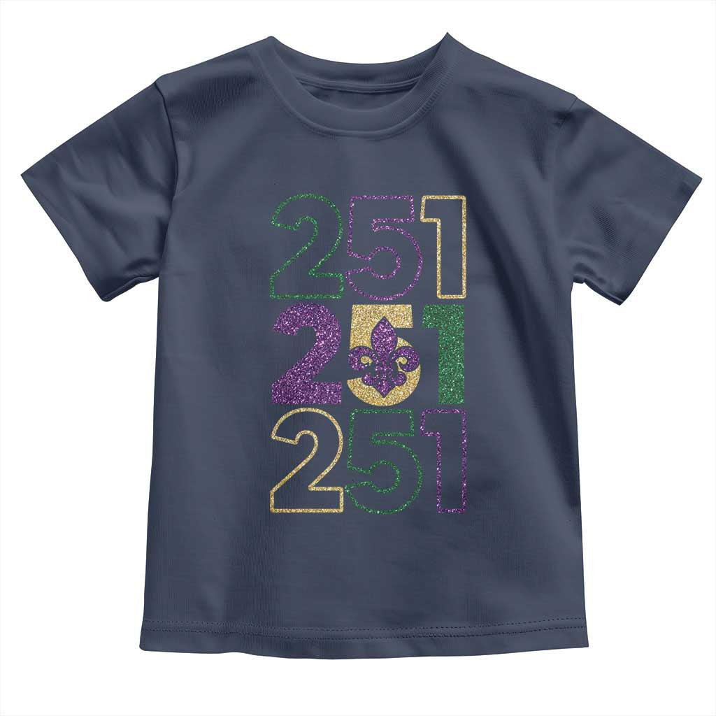 Funny Mobile Mardi Gras 251 Toddler T Shirt Glitter Print Area Code