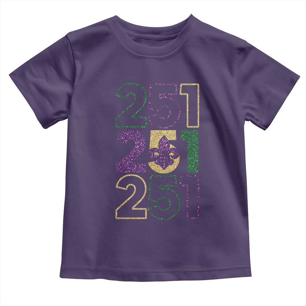 Funny Mobile Mardi Gras 251 Toddler T Shirt Glitter Print Area Code
