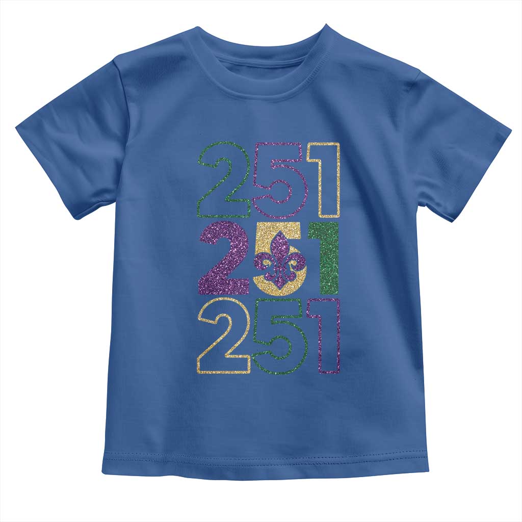 Funny Mobile Mardi Gras 251 Toddler T Shirt Glitter Print Area Code