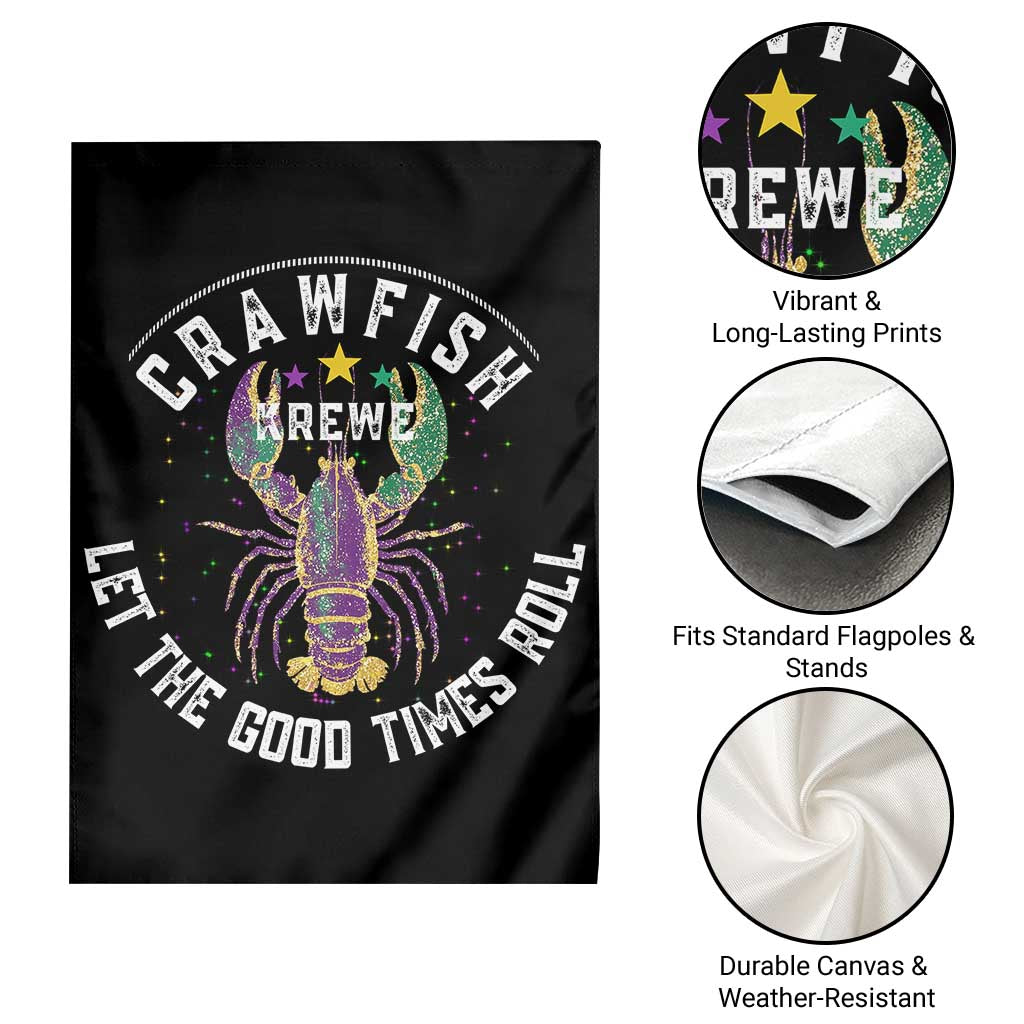 Crawfish Krewe Let The Good Times Roll Garden Flag Funny Mardi Gras - Wonder Print Shop