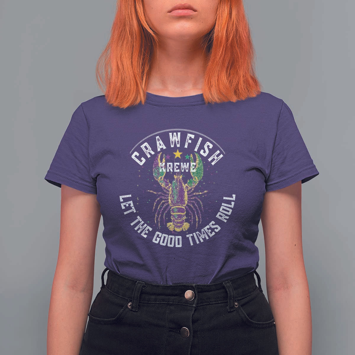Crawfish Krewe Let The Good Times Roll T Shirt For Women Funny Mardi Gras - Wonder Print Shop