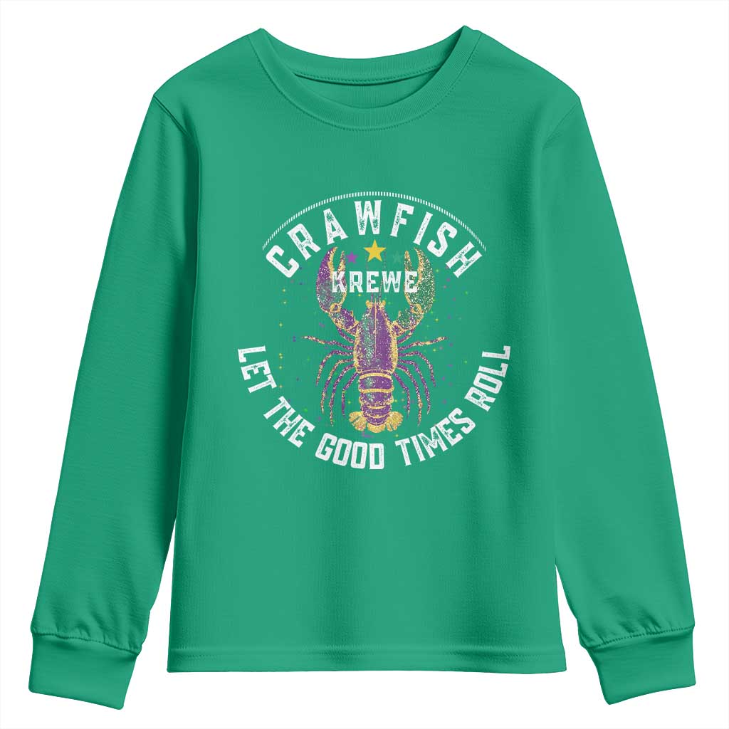 Crawfish Krewe Let The Good Times Roll Youth Sweatshirt Funny Mardi Gras - Wonder Print Shop
