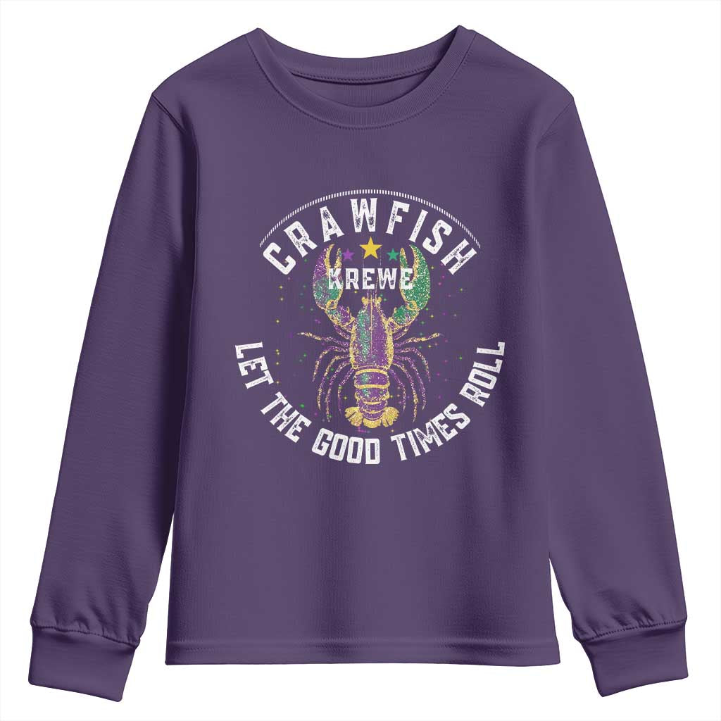 Crawfish Krewe Let The Good Times Roll Youth Sweatshirt Funny Mardi Gras - Wonder Print Shop