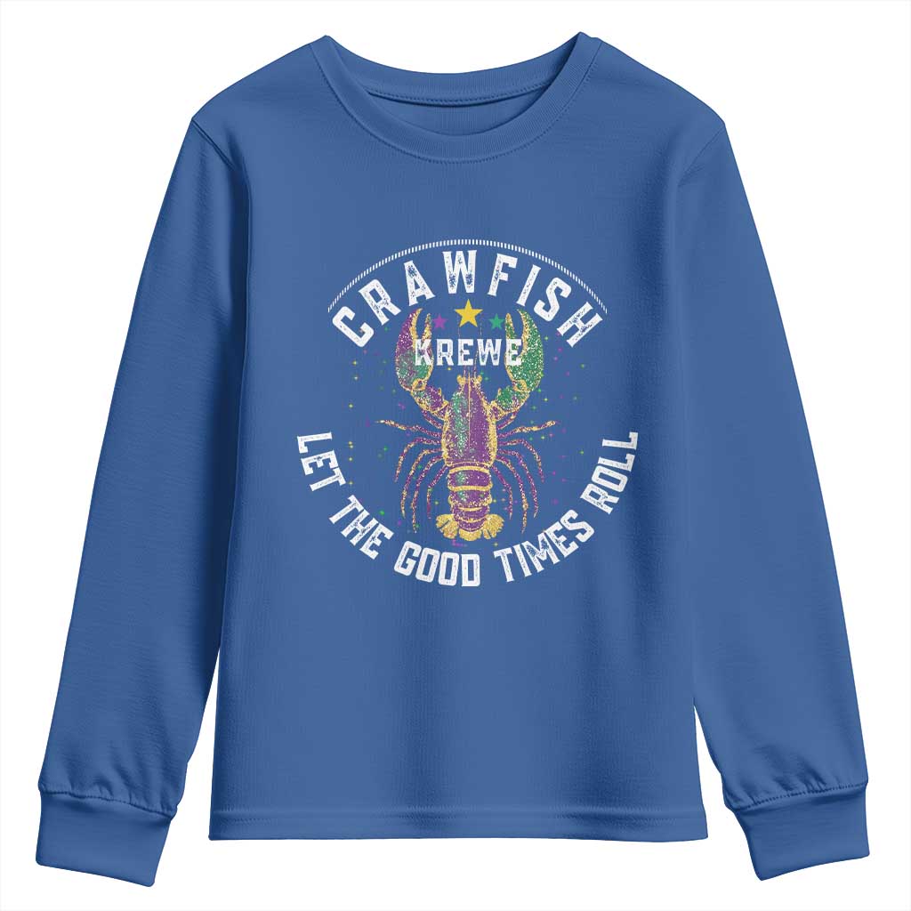 Crawfish Krewe Let The Good Times Roll Youth Sweatshirt Funny Mardi Gras - Wonder Print Shop