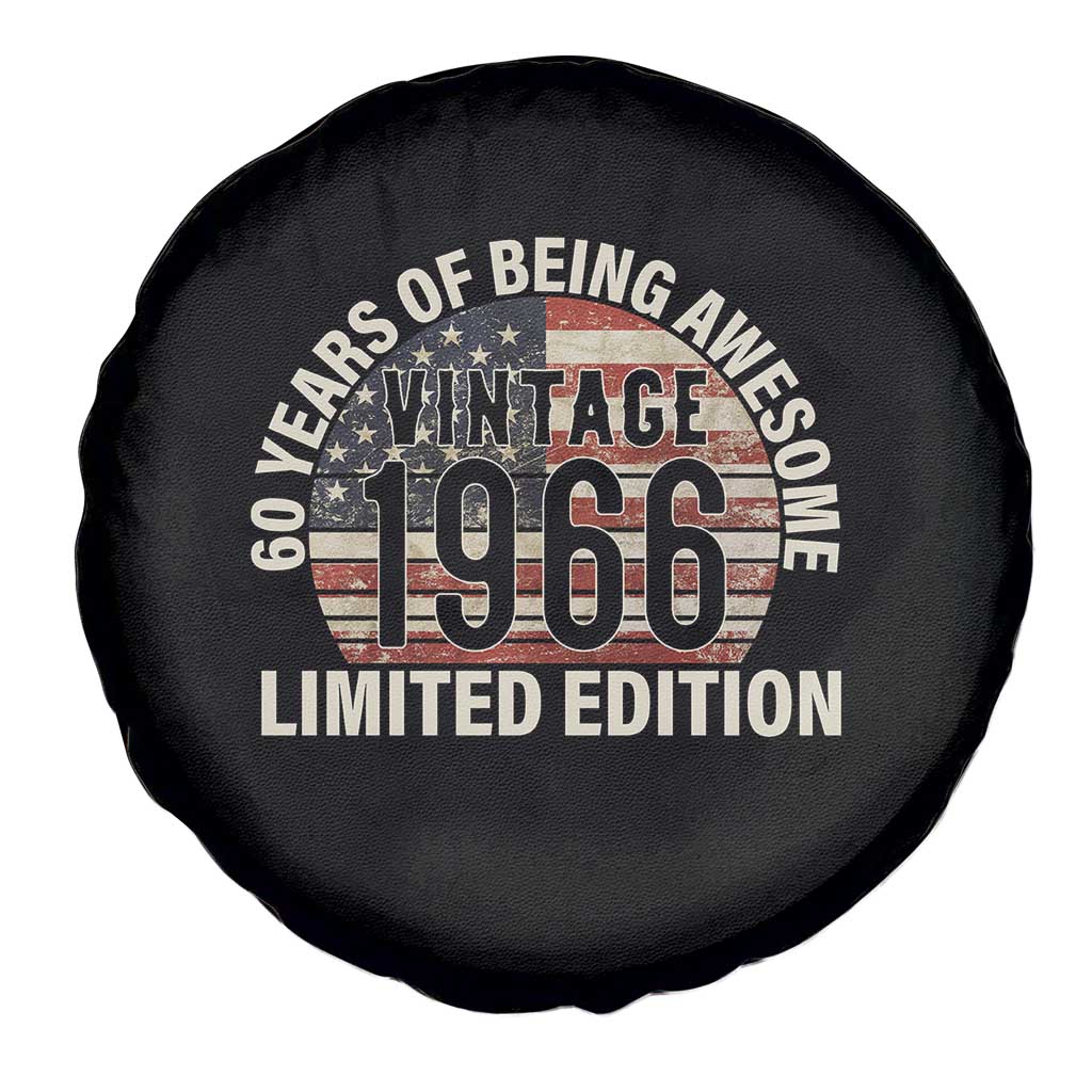 60th Birthday Spare Tire Cover Vintage 1966 Limited Edition 60 Years Of Being Awesome American Flag - Wonder Print Shop