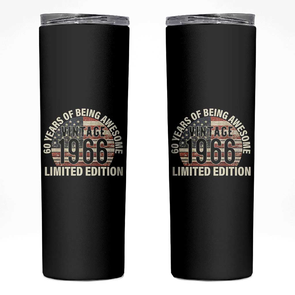 60th Birthday Skinny Tumbler Vintage 1966 Limited Edition 60 Years Of Being Awesome American Flag - Wonder Print Shop
