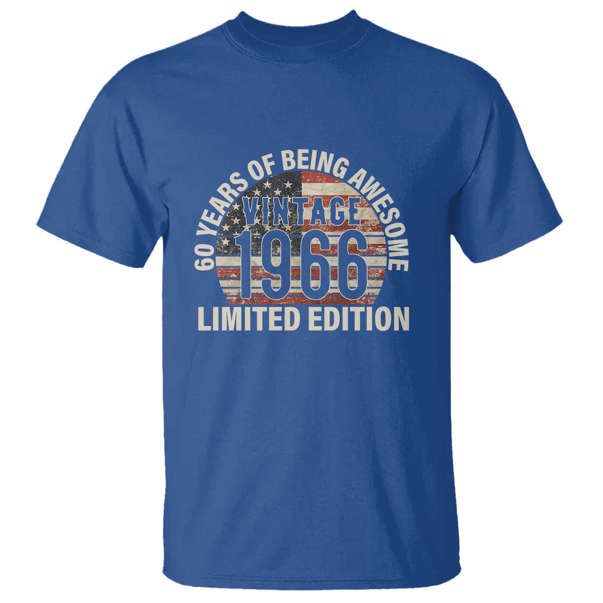 60th Birthday T Shirt Vintage 1966 Limited Edition 60 Years Of Being Awesome American Flag - Wonder Print Shop