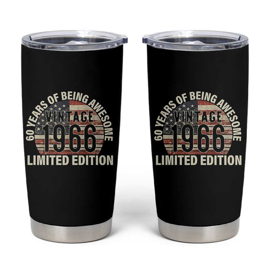 60th Birthday Tumbler Cup Vintage 1966 Limited Edition 60 Years Of Being Awesome American Flag - Wonder Print Shop