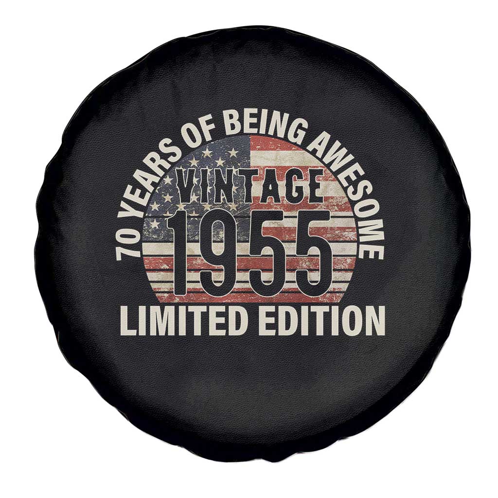 70th Birthday Spare Tire Cover Vintage 1955 Limited Edition 70 Years Of Being Awesome American Flag - Wonder Print Shop