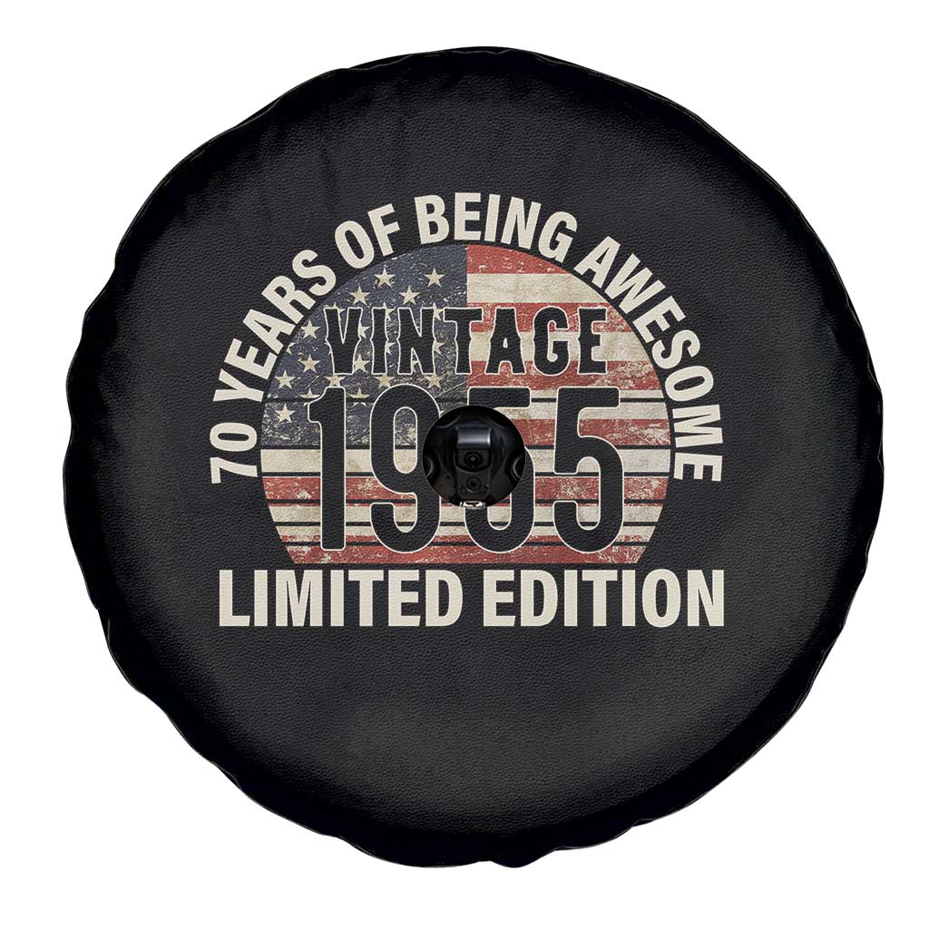 70th Birthday Spare Tire Cover Vintage 1955 Limited Edition 70 Years Of Being Awesome American Flag - Wonder Print Shop