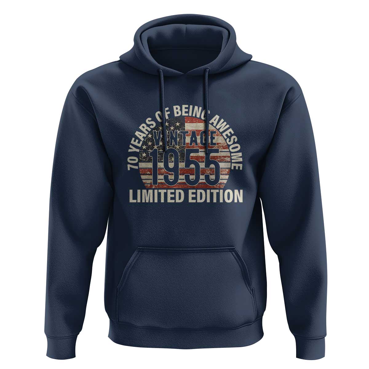 70th Birthday Hoodie Vintage 1955 Limited Edition 70 Years Of Being Awesome American Flag - Wonder Print Shop