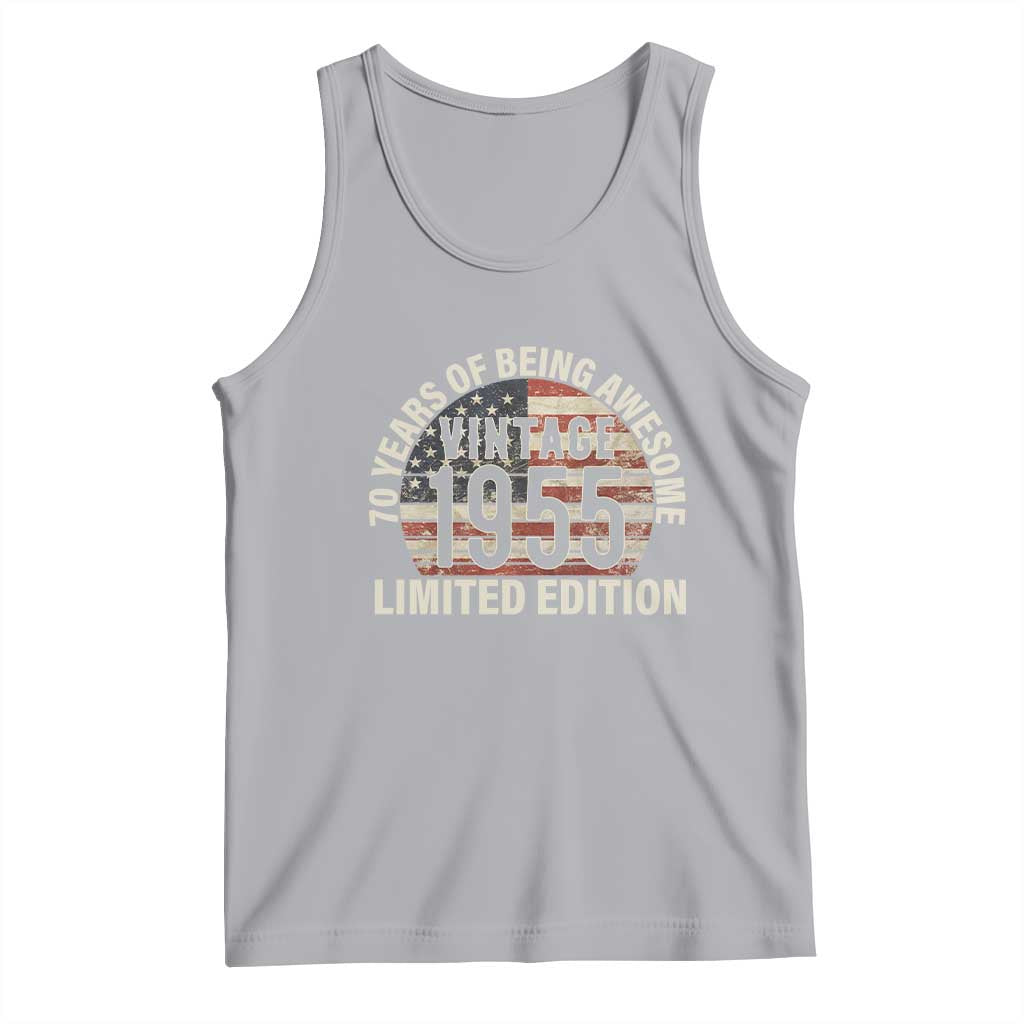 70th Birthday Tank Top Vintage 1955 Limited Edition 70 Years Of Being Awesome American Flag - Wonder Print Shop