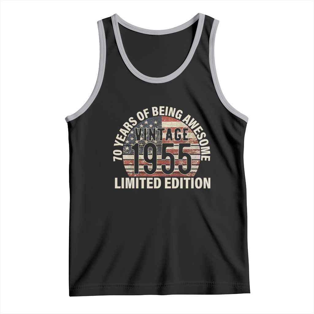 70th Birthday Tank Top Vintage 1955 Limited Edition 70 Years Of Being Awesome American Flag - Wonder Print Shop