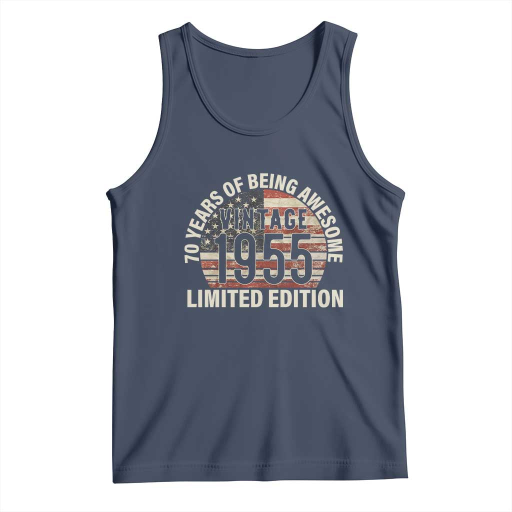 70th Birthday Tank Top Vintage 1955 Limited Edition 70 Years Of Being Awesome American Flag - Wonder Print Shop