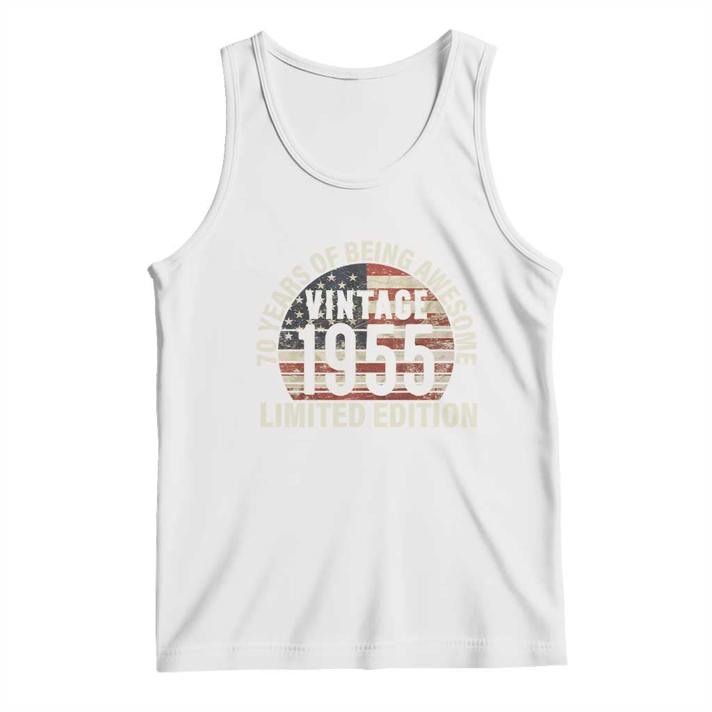 70th Birthday Tank Top Vintage 1955 Limited Edition 70 Years Of Being Awesome American Flag - Wonder Print Shop