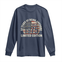 50th Birthday Long Sleeve Shirt Vintage 1975 Limited Edition 50 Years Of Being Awesome American Flag - Wonder Print Shop