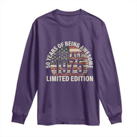 50th Birthday Long Sleeve Shirt Vintage 1975 Limited Edition 50 Years Of Being Awesome American Flag - Wonder Print Shop