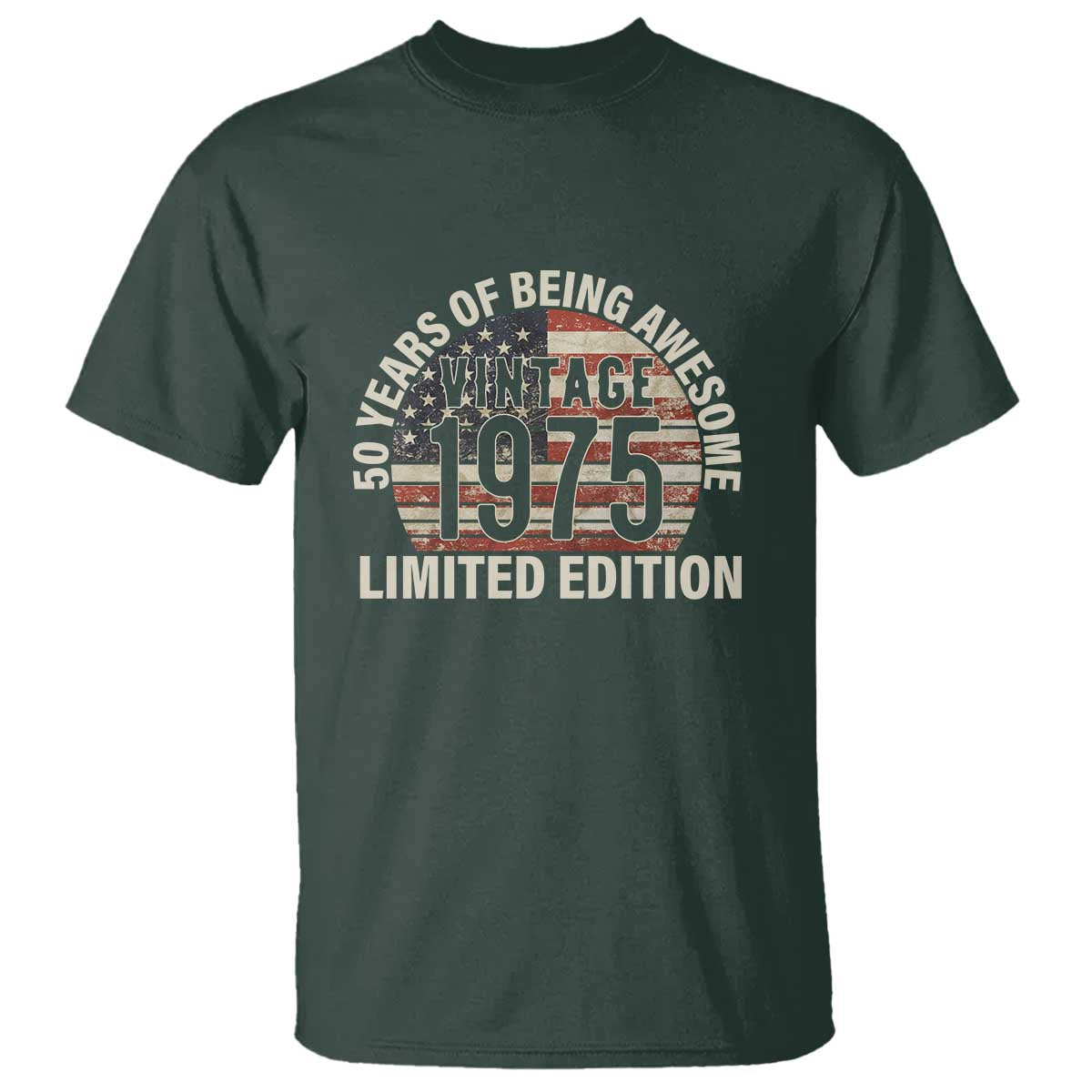50th Birthday T Shirt Vintage 1975 Limited Edition 50 Years Of Being Awesome American Flag - Wonder Print Shop