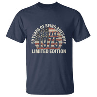 50th Birthday T Shirt Vintage 1975 Limited Edition 50 Years Of Being Awesome American Flag - Wonder Print Shop