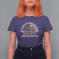 50th Birthday T Shirt For Women Vintage 1975 Limited Edition 50 Years Of Being Awesome American Flag - Wonder Print Shop