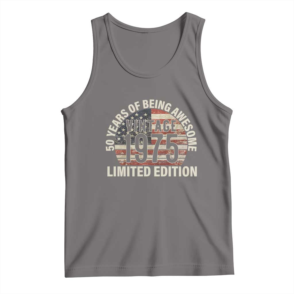 50th Birthday Tank Top Vintage 1975 Limited Edition 50 Years Of Being Awesome American Flag - Wonder Print Shop