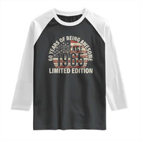 60th Birthday Raglan Shirt Vintage 1965 Limited Edition 60 Years Of Being Awesome American Flag - Wonder Print Shop