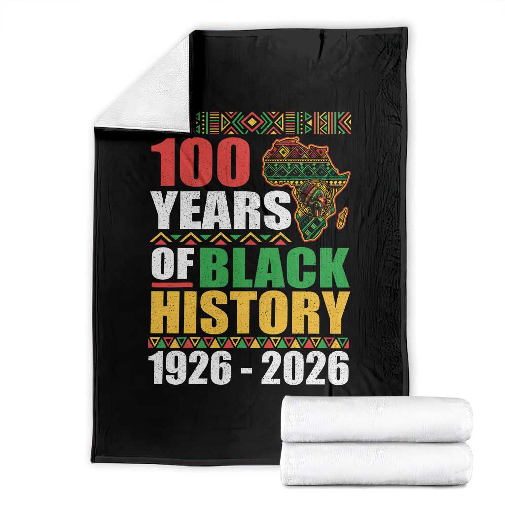 100 Years Of Black History 1926 2026 Centennial Throw Blanket Africa Map