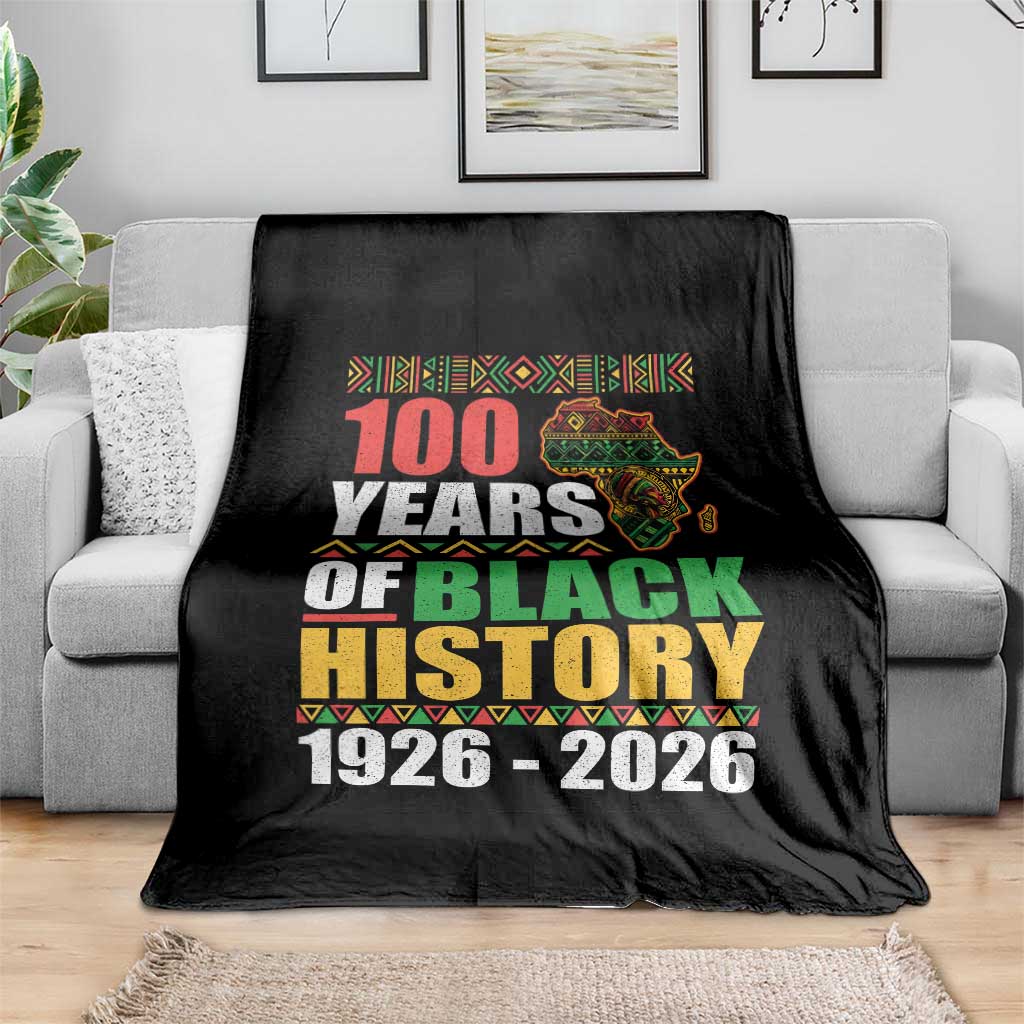 100 Years Of Black History 1926 2026 Centennial Throw Blanket Africa Map