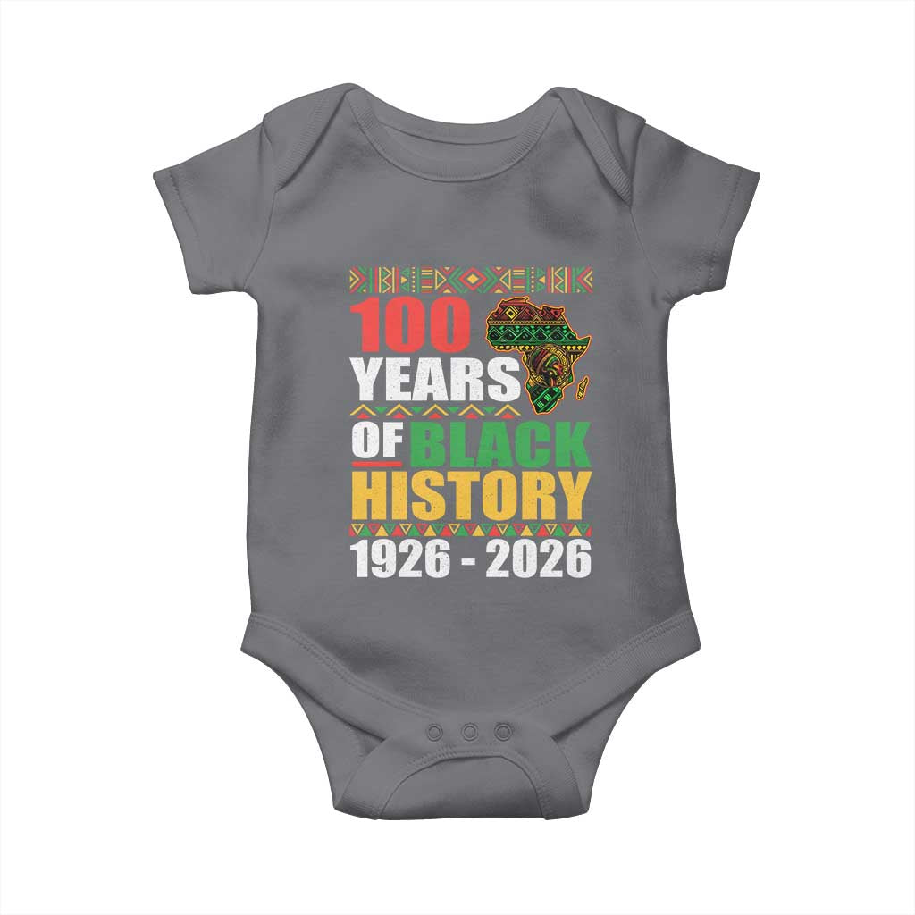 100 Years Of Black History 1926 2026 Centennial Baby Onesie Africa Map